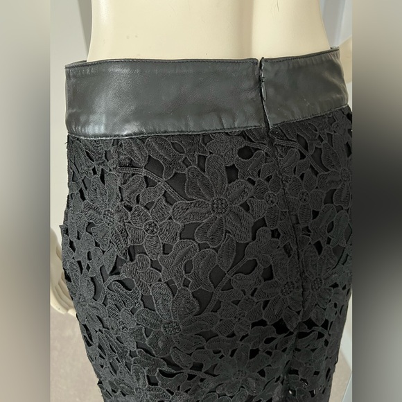 Lamarque Long Leather Lace Black Skirt - Picture 9 of 15